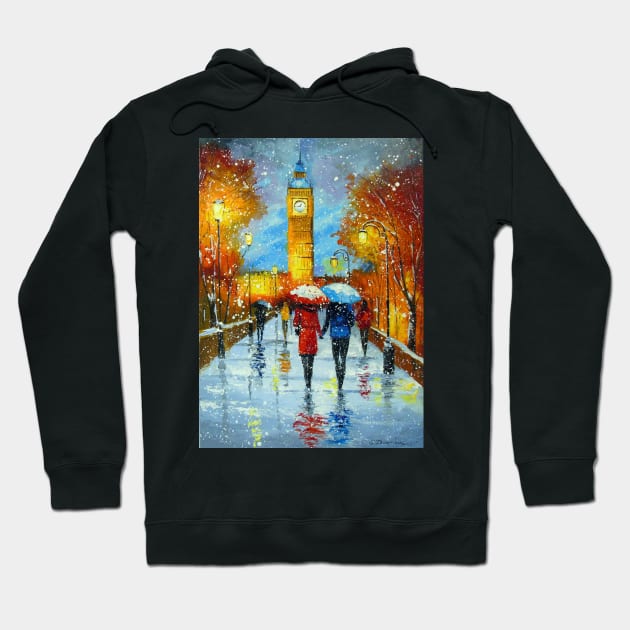 Romantic snowfall in London Hoodie by OLHADARCHUKART